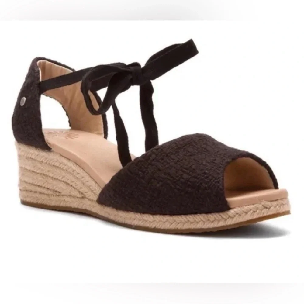 Ugg Delmar Jute Black Espadrille Sandals Size 7